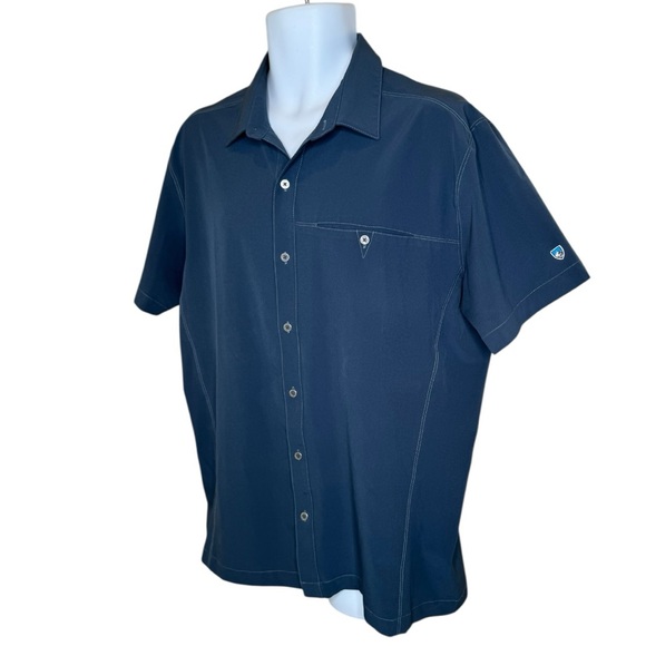 Kuhl Men’s Renegade Button-Up Shirt L Shirt Sleeve UPF30 Blue - Picture 3 of 8